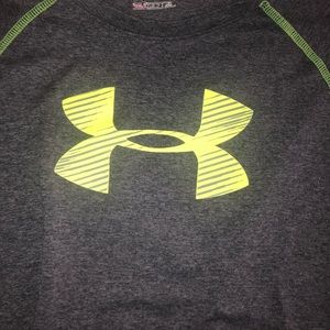 under armour grey and neon green boys t shirt